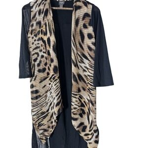 CHICO Women Sheer Stretch Nylon Mesh Long Cardigan Animal Print 1 Baddie Mcbling